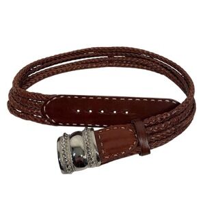 The‎ Limited Vintage Brown Braided Leather Belt Silver Western Buckle Large